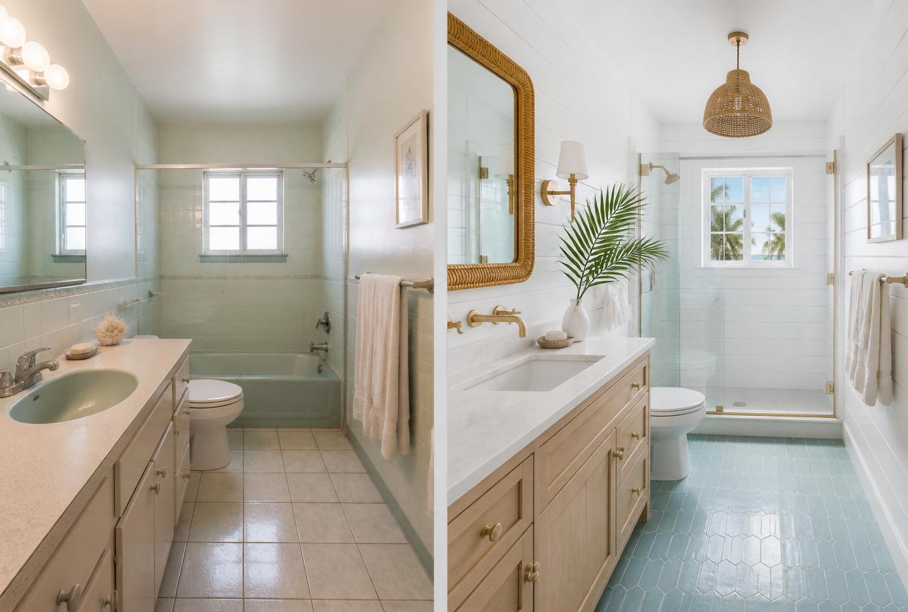 Bathroom Makeover before and after in Hilo, Hawaii