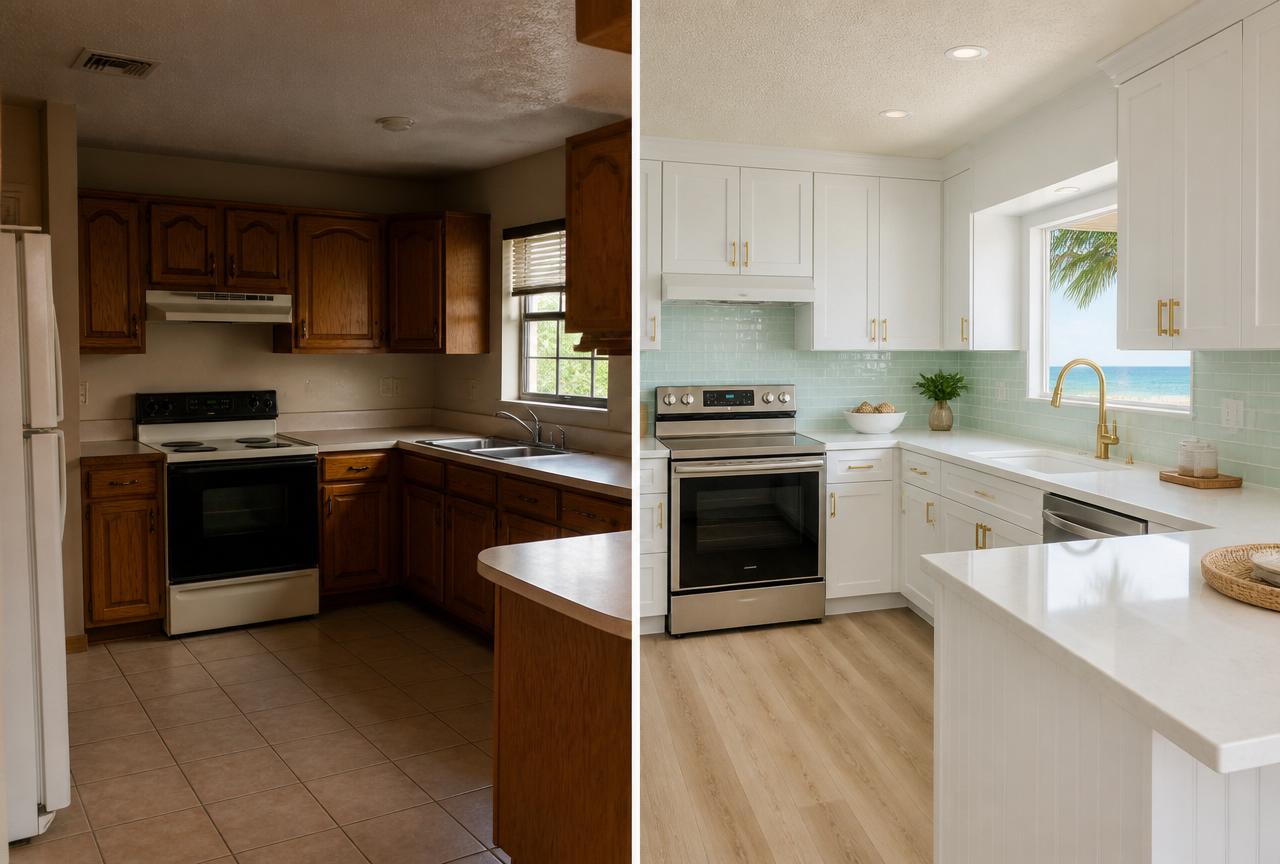 Kitchen Remodel before and after in Honolulu, Hawaii