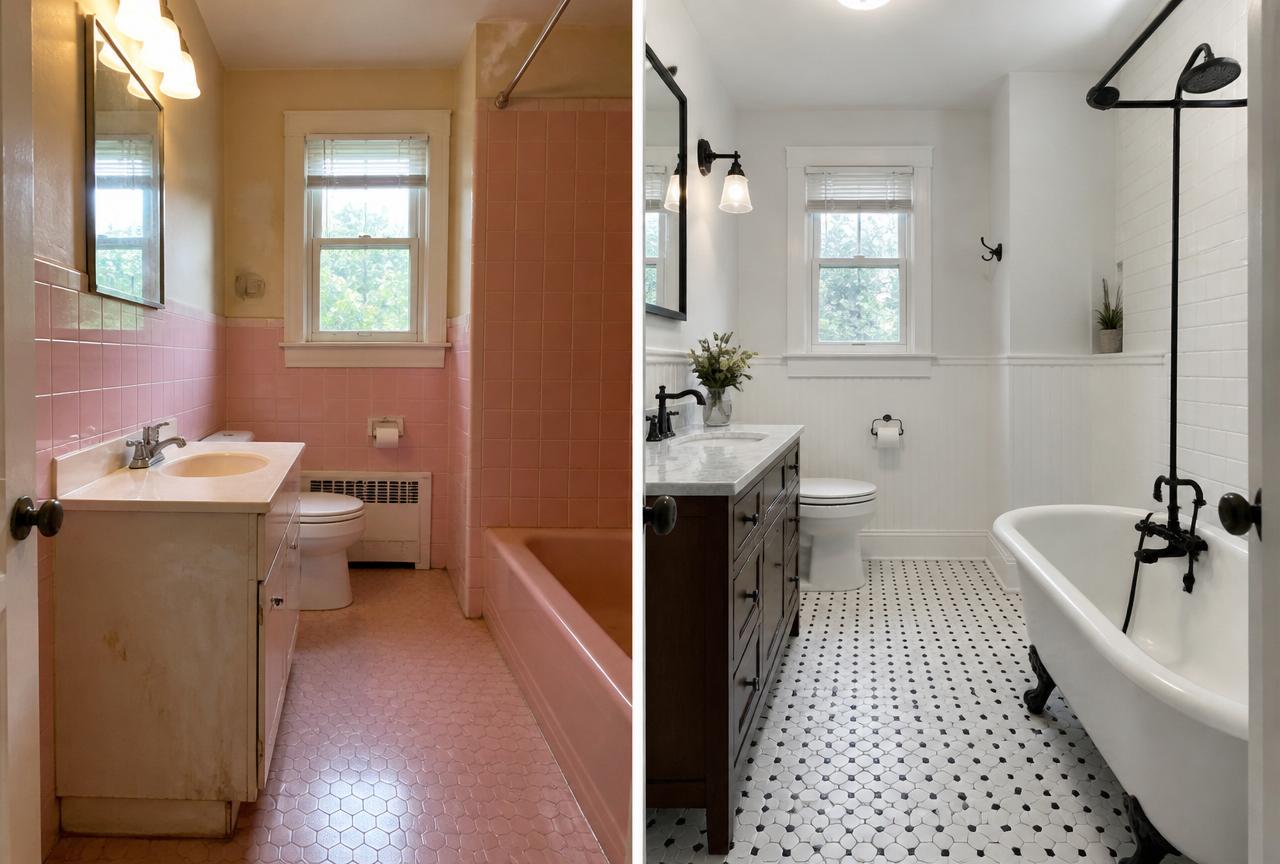 Bathroom Makeover before and after in Massachusetts