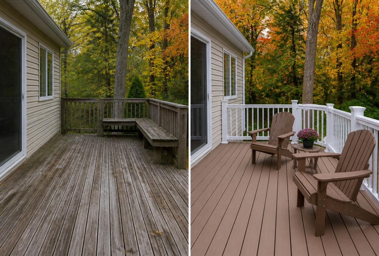 Custom Deck / Patio before and after in Massachusetts