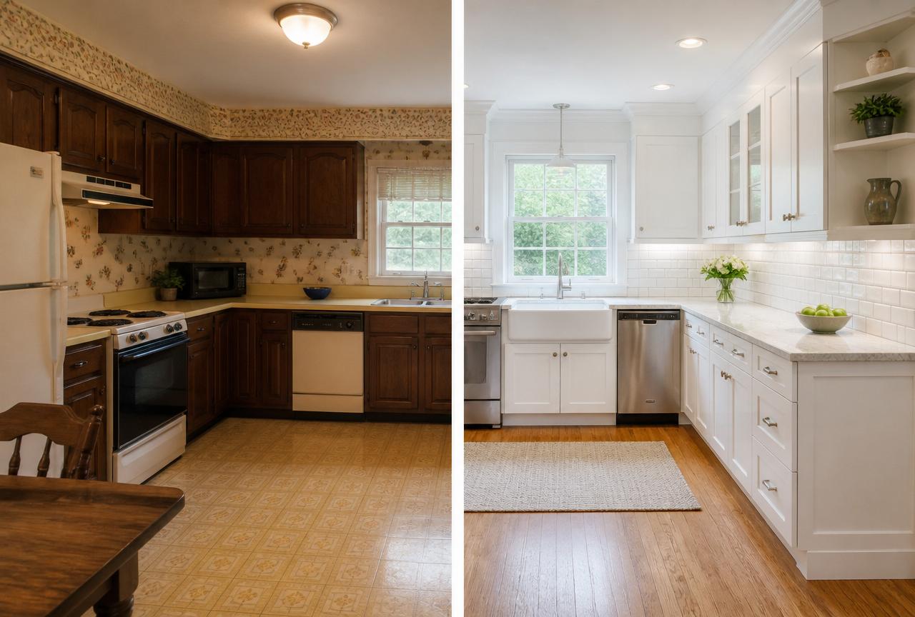 Kitchen Remodel before and after in Massachusetts