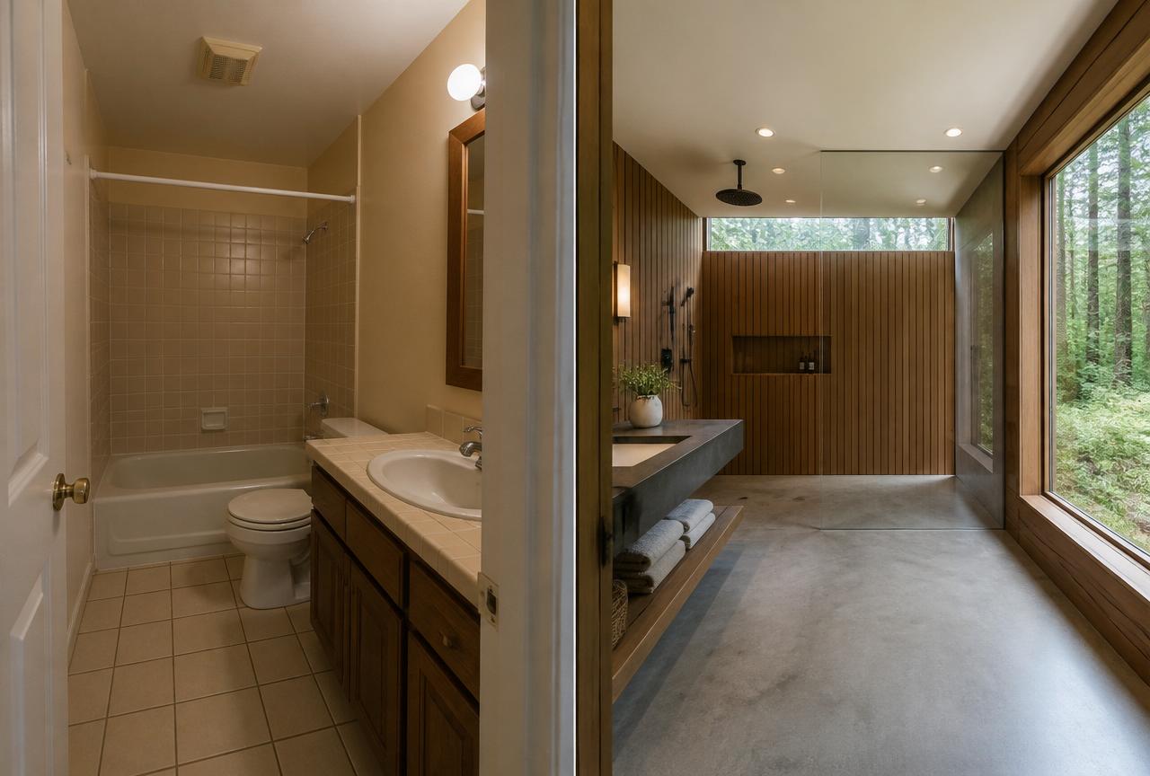 Bathroom Makeover before and after in Fairbanks, Alaska