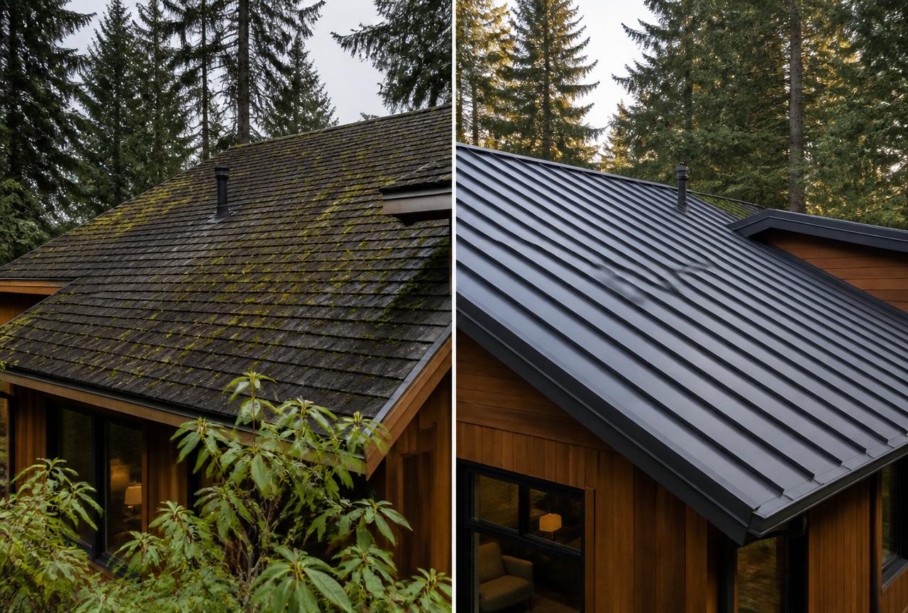 Roof Replacement before and after in Juneau, Alaska
