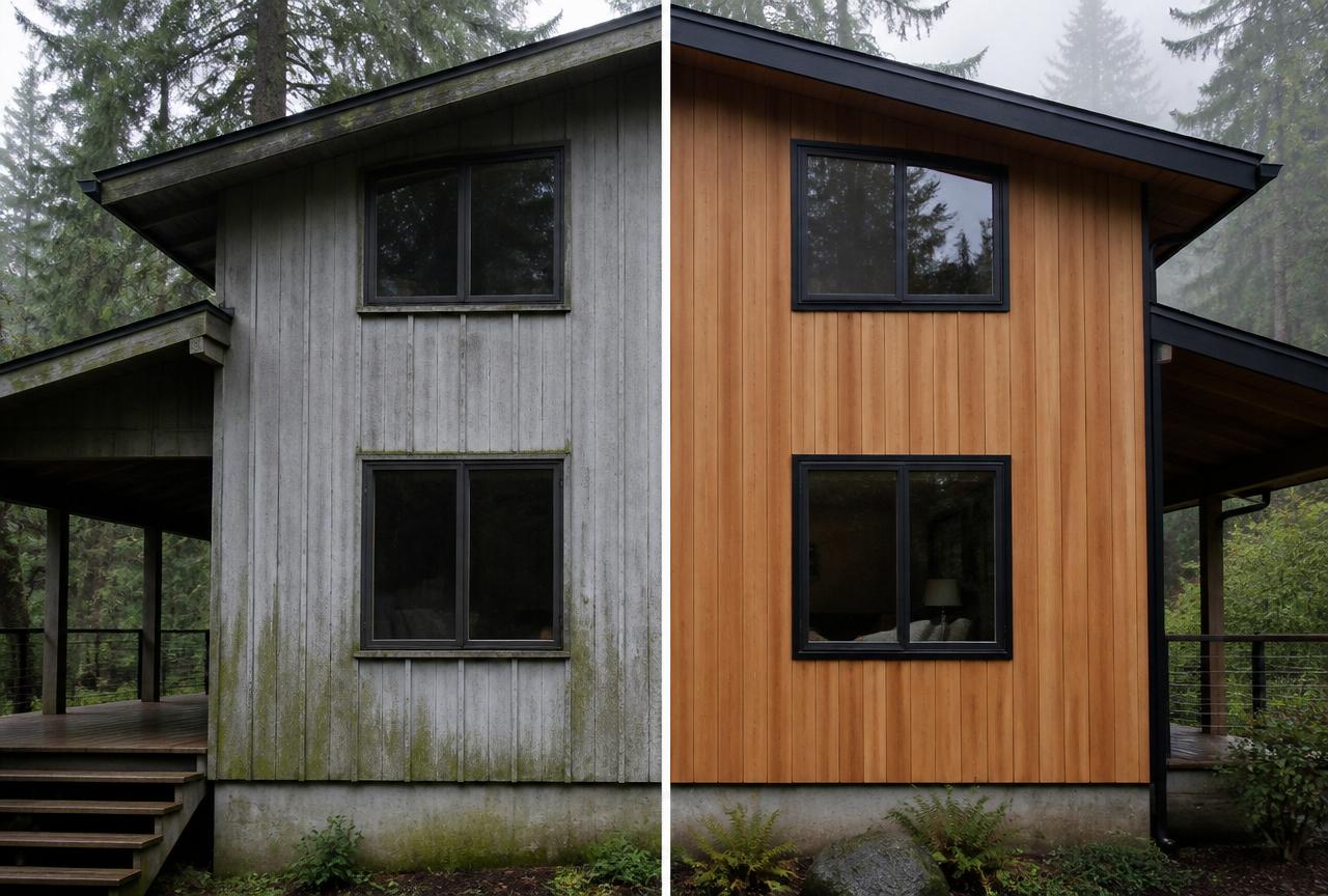 New Siding before and after in Anchorage, Alaska