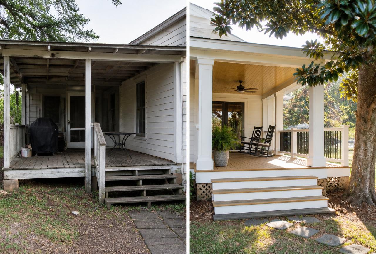 Custom Deck / Patio before and after in Georgia
