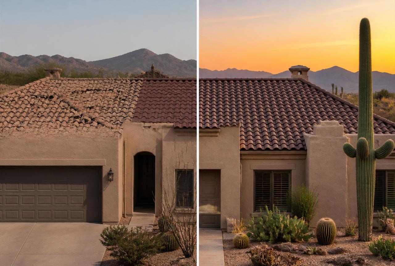 Roof Replacement before and after in Nevada